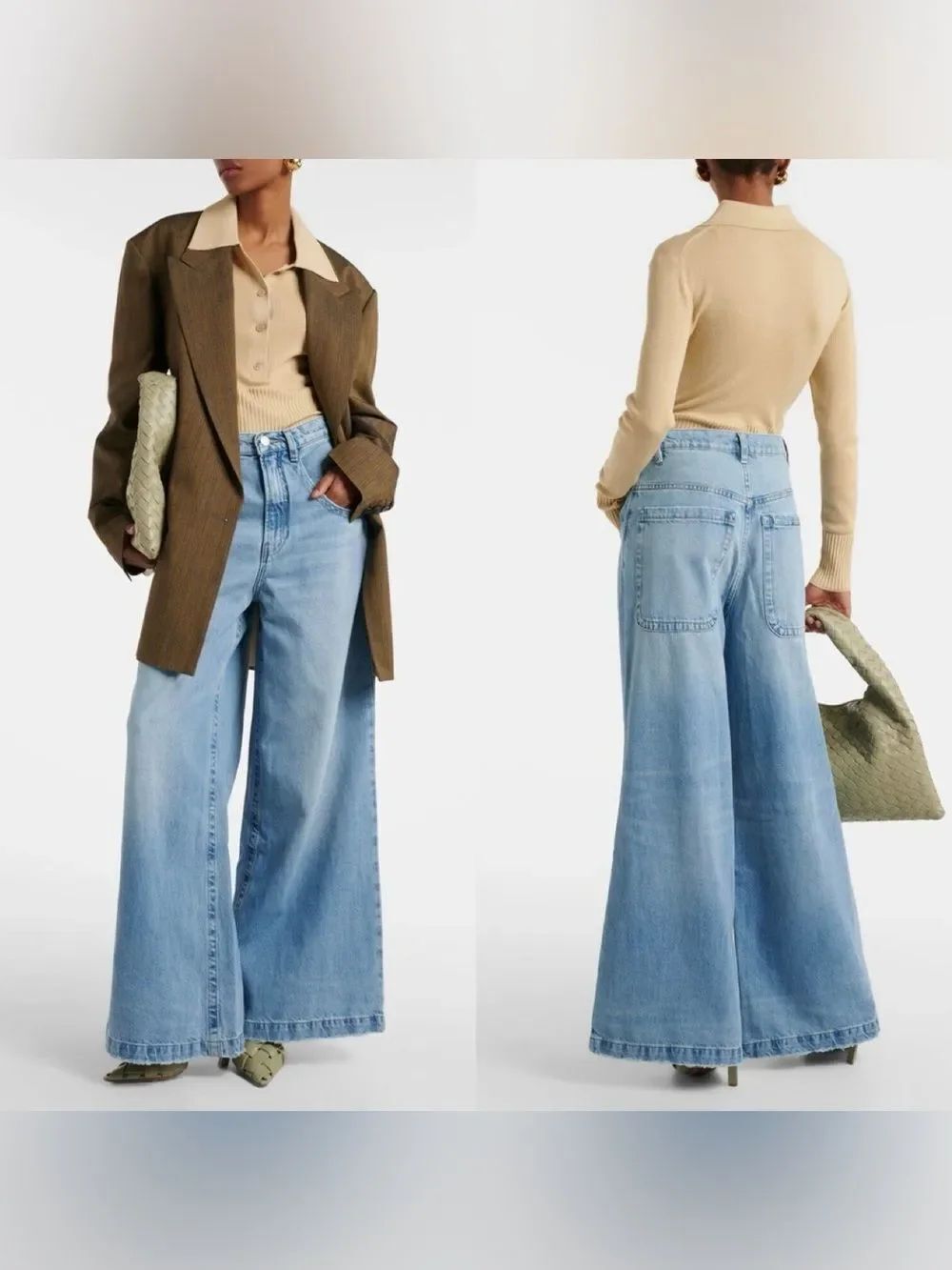 Frame The Skater high-rise wide-leg jeans in “Rhode” light wash
